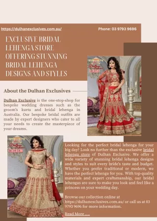 Exclusive Bridal Lehenga Store Offering Stunning bridal Lehenga Designs and Styles