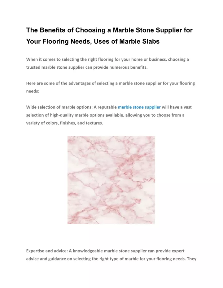 the benefits of choosing a marble stone supplier