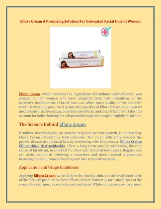 Eflora Cream A Promising Solution For Unwanted Facial Hair In Women
