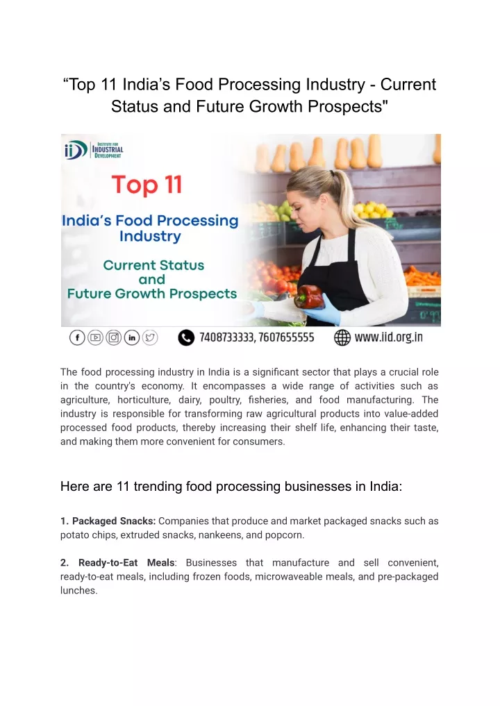top 11 india s food processing industry current