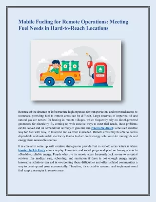 mobile fueling for remote operations meeting fuel