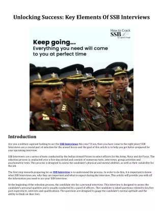 unlocking success key elements of ssb interviews
