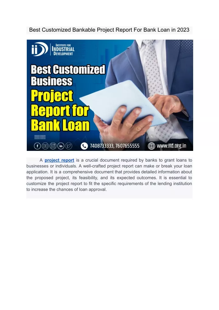 best customized bankable project report for bank