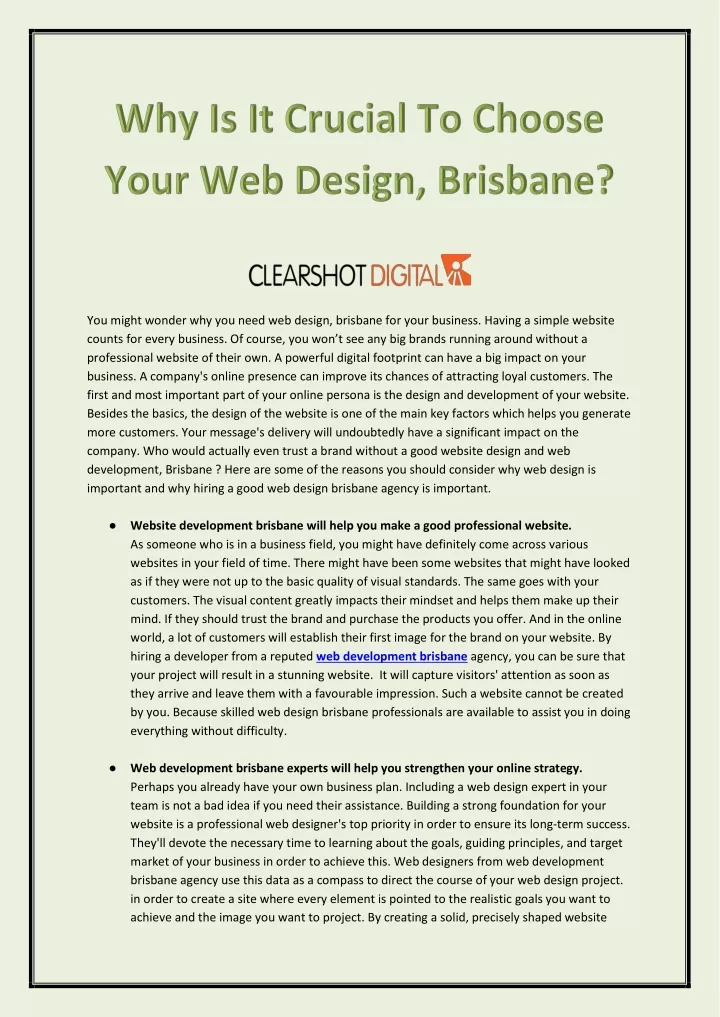 you might wonder why you need web design brisbane