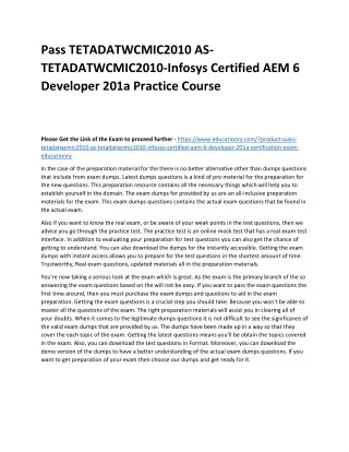 pass tetadatwcmic2010 as tetadatwcmic2010 infosys