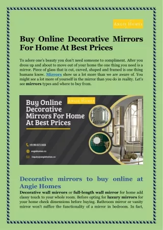 Buy Online Decorative Mirrors For Home At Best Prices