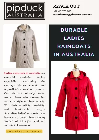 Durable ladies raincoats in Australia