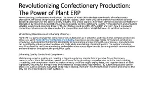 Revolutionizing Confectionery Production: The Power of Plant ERP