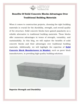 Benefits Of Solid Concrete Blocks Advantages Over Traditional Building Materials