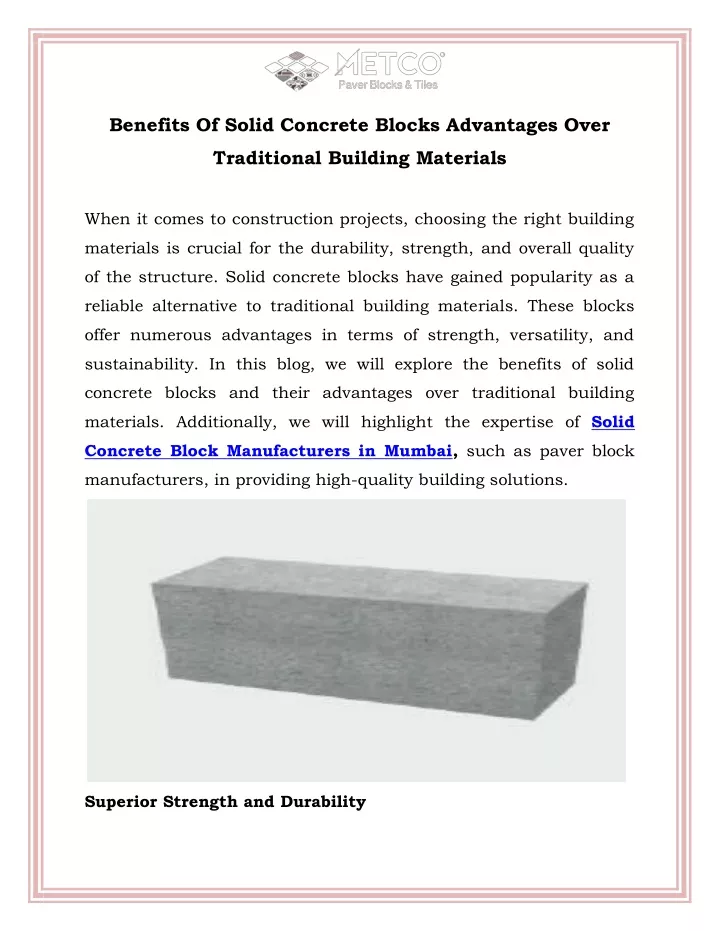 benefits of solid concrete blocks advantages over