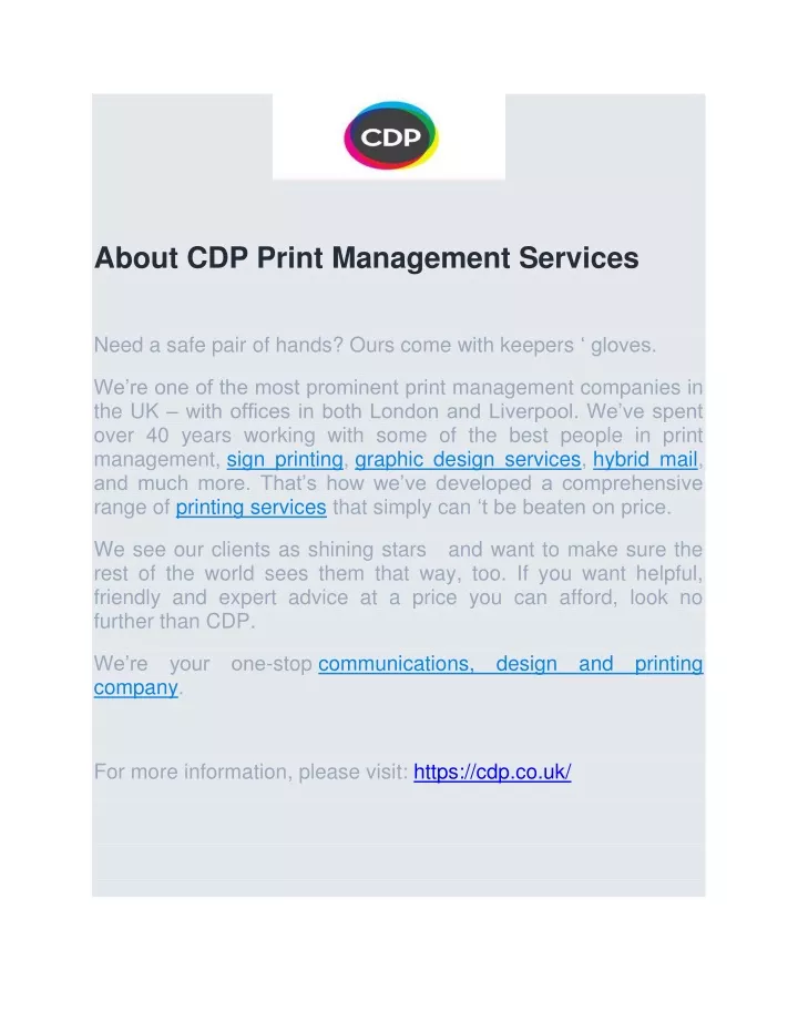 about cdp print management services
