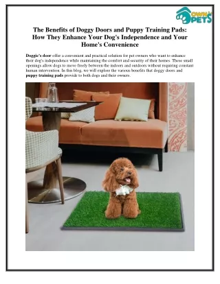 The Benefits of Doggy Doors and Puppy Training Pads How They Enhance Your Dog's Independence and Your Home's Convenience