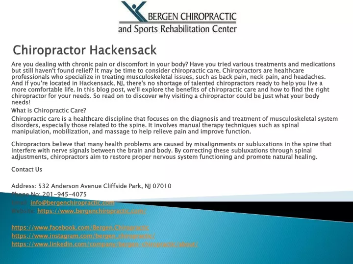 chiropractor hackensack