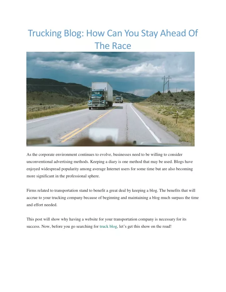 trucking blog how can you stay ahead of the race