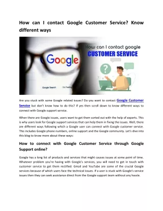 How can I contact Google Customer Service? Know  different ways