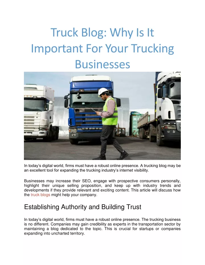 truck blog why is it important for your trucking