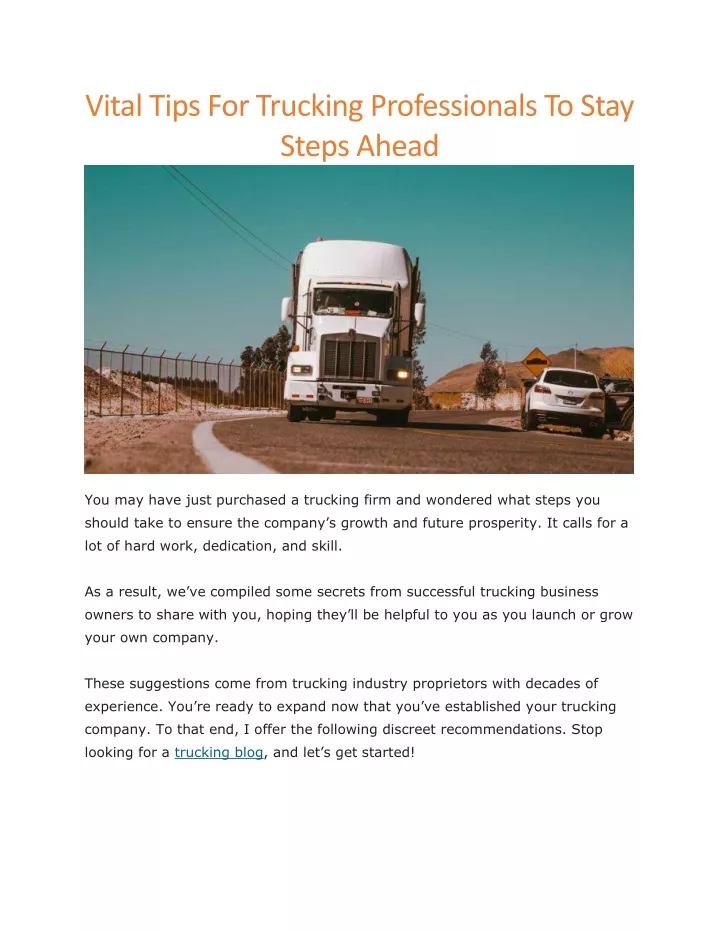 vital tips for trucking professionals to stay
