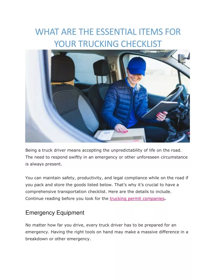 what are the essential items for your trucking