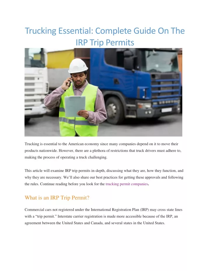 trucking essential complete guide on the irp trip