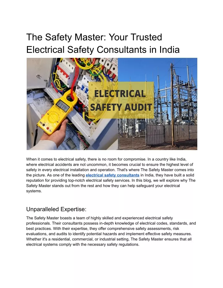 the safety master your trusted electrical safety