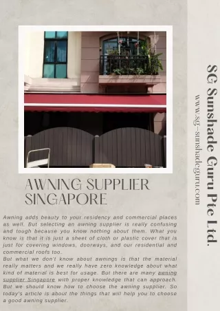 Awning supplier Singapore