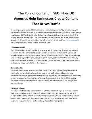the role of content in seo how uk agencies help