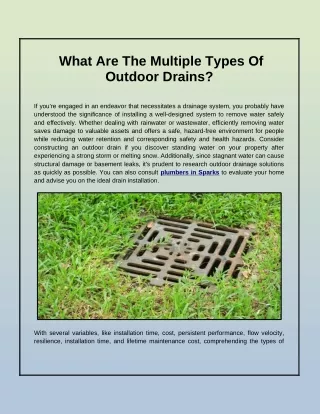 what are the multiple types of outdoor drains
