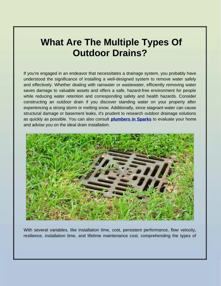 what are the multiple types of outdoor drains