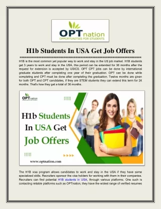 How H1B students in USA get job offers