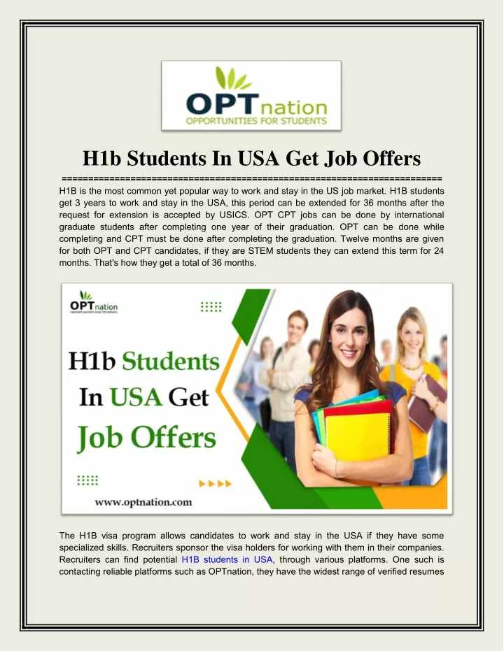 h1b students in usa get job offers
