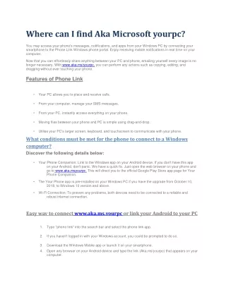 Where can I find Aka Microsoft yourpc?