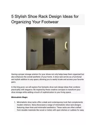 5 Stylish Shoe Rack Design Ideas for Organizing Your Footwear