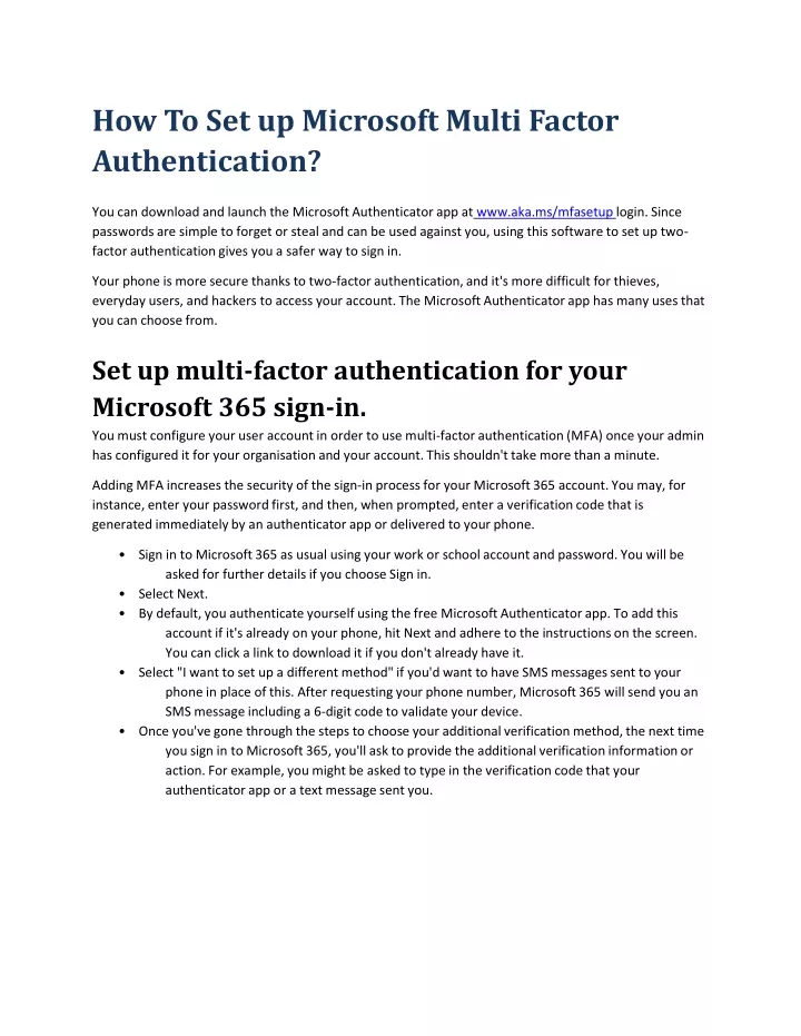 how to set up microsoft multi factor