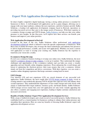 Expert Web Application Development Services in Borivali