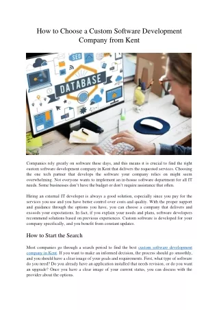 how to choose a custom software development