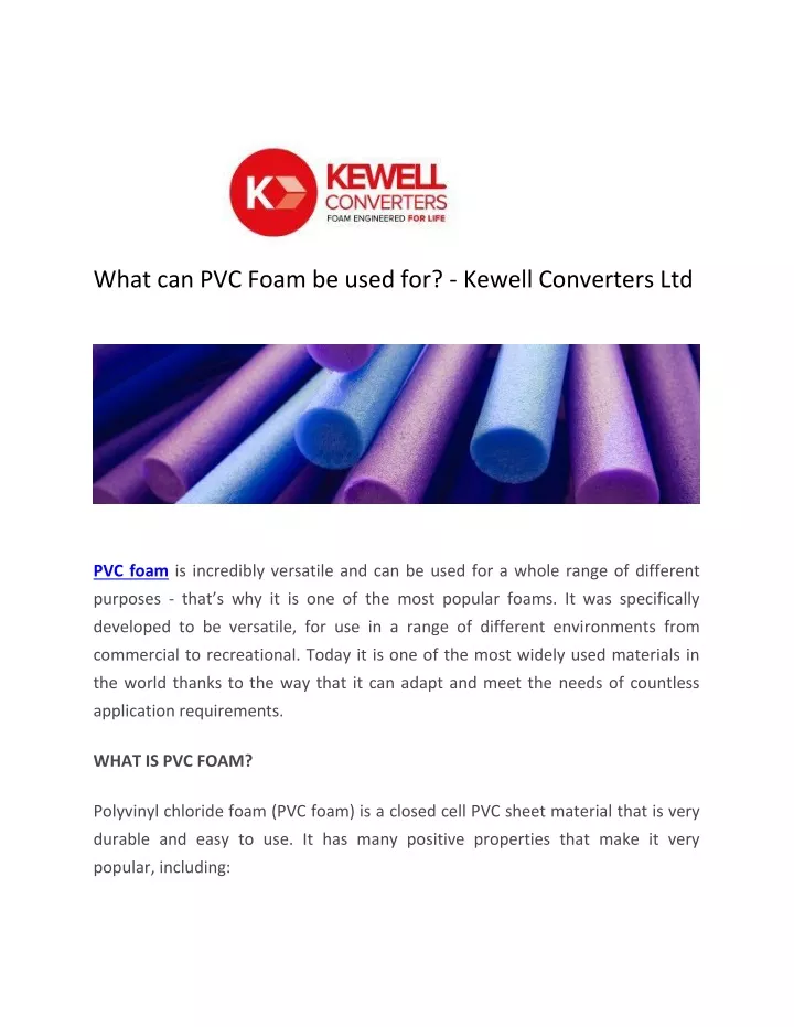 what can pvc foam be used for kewell converters