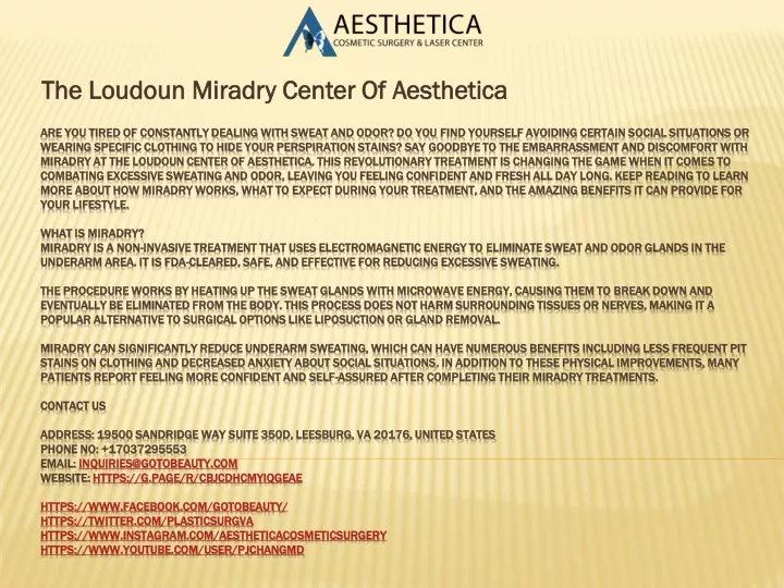 the loudoun miradry center of aesthetica