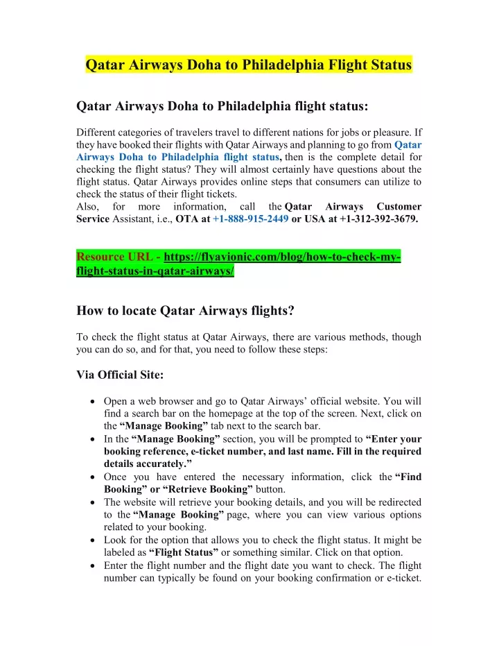 qatar airways doha to philadelphia flight status