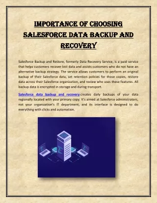 Importance of choosing Salesforce data backup and recovery