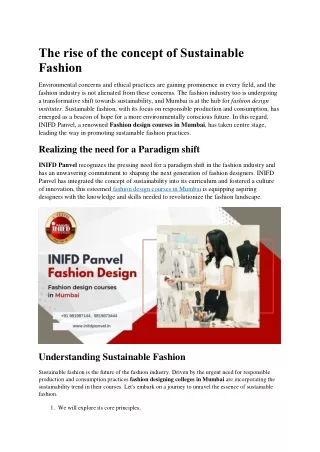 INIFD Panvel: Leading the Way in Sustainable fashion designing colleges in Mumba