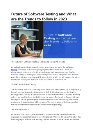 future of software testing and what