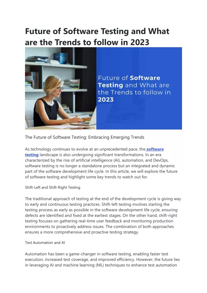 future of software testing and what