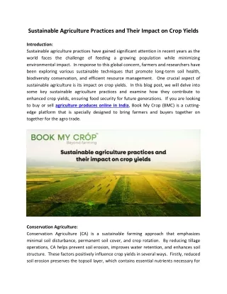 Sustainable agriculture practices and their impact on crop yields