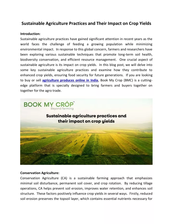 sustainable agriculture practices and their