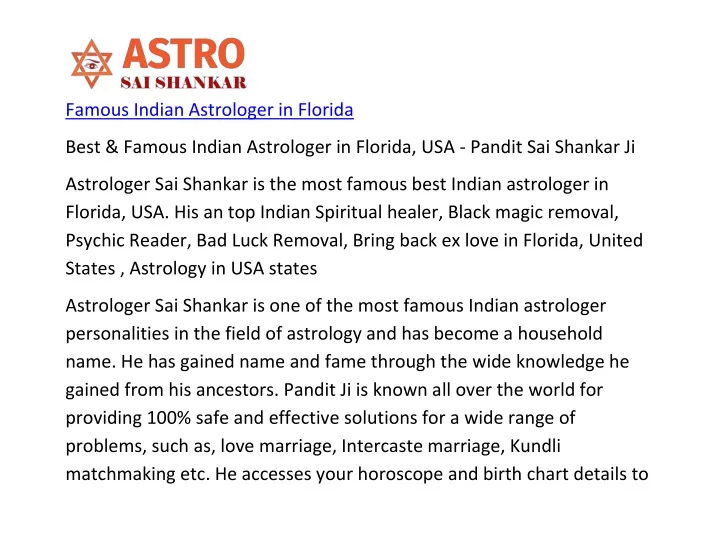 famous indian astrologer in florida