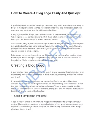 A good blog logo is essential to creating a successful blog and brand