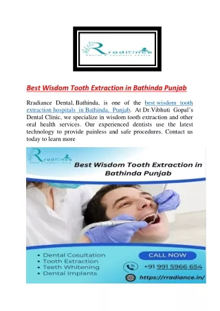 Best Wisdom Tooth Extraction in Bathinda Punjab