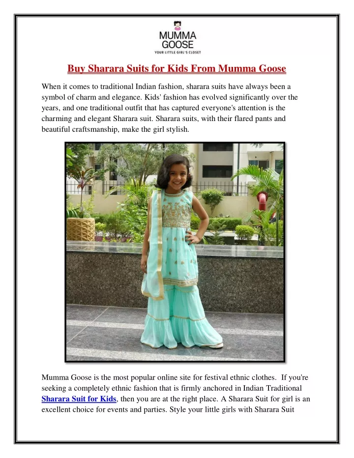buy sharara suits for kids from mumma goose