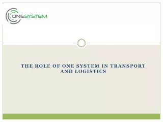 The Role of One System in Transport and Logistics