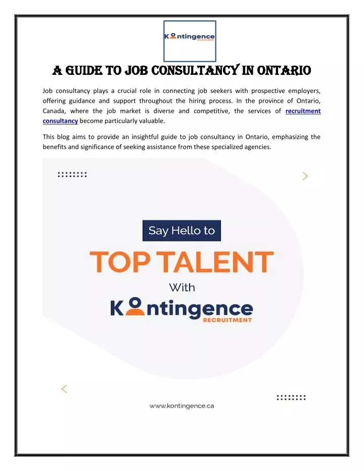 a guid a guide to job consultancy in ontario